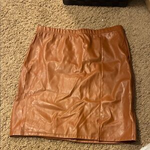 Papermoon Brown Leather Pencil Skirt